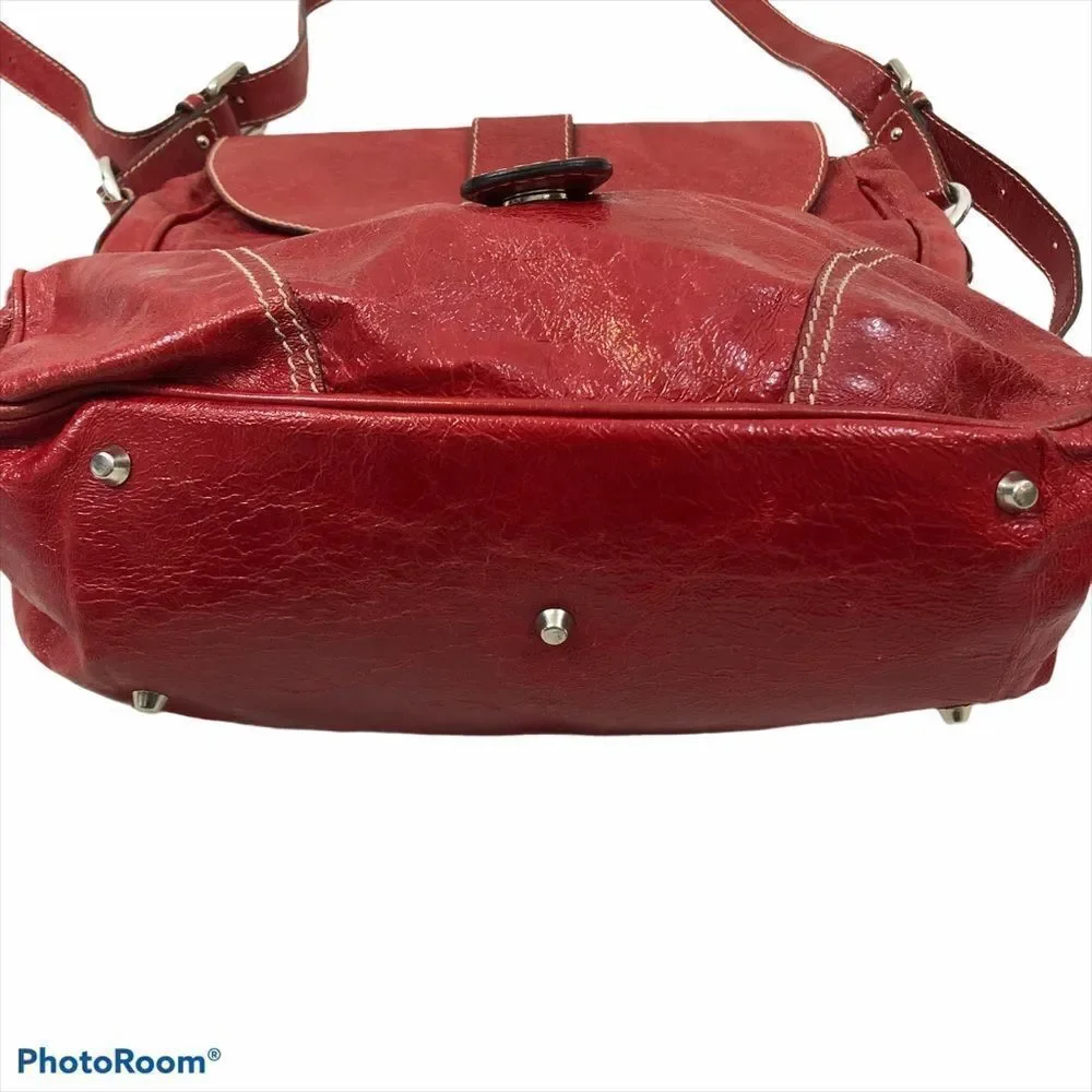 Abro Large Red Leather Italian Made Bag‎ Purse Tote
